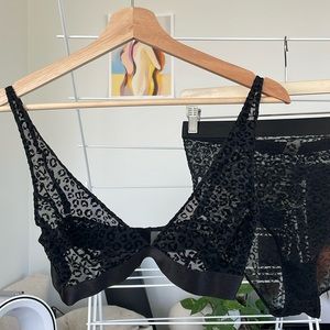 Understatement Black Leopard Mesh Lingerie Set